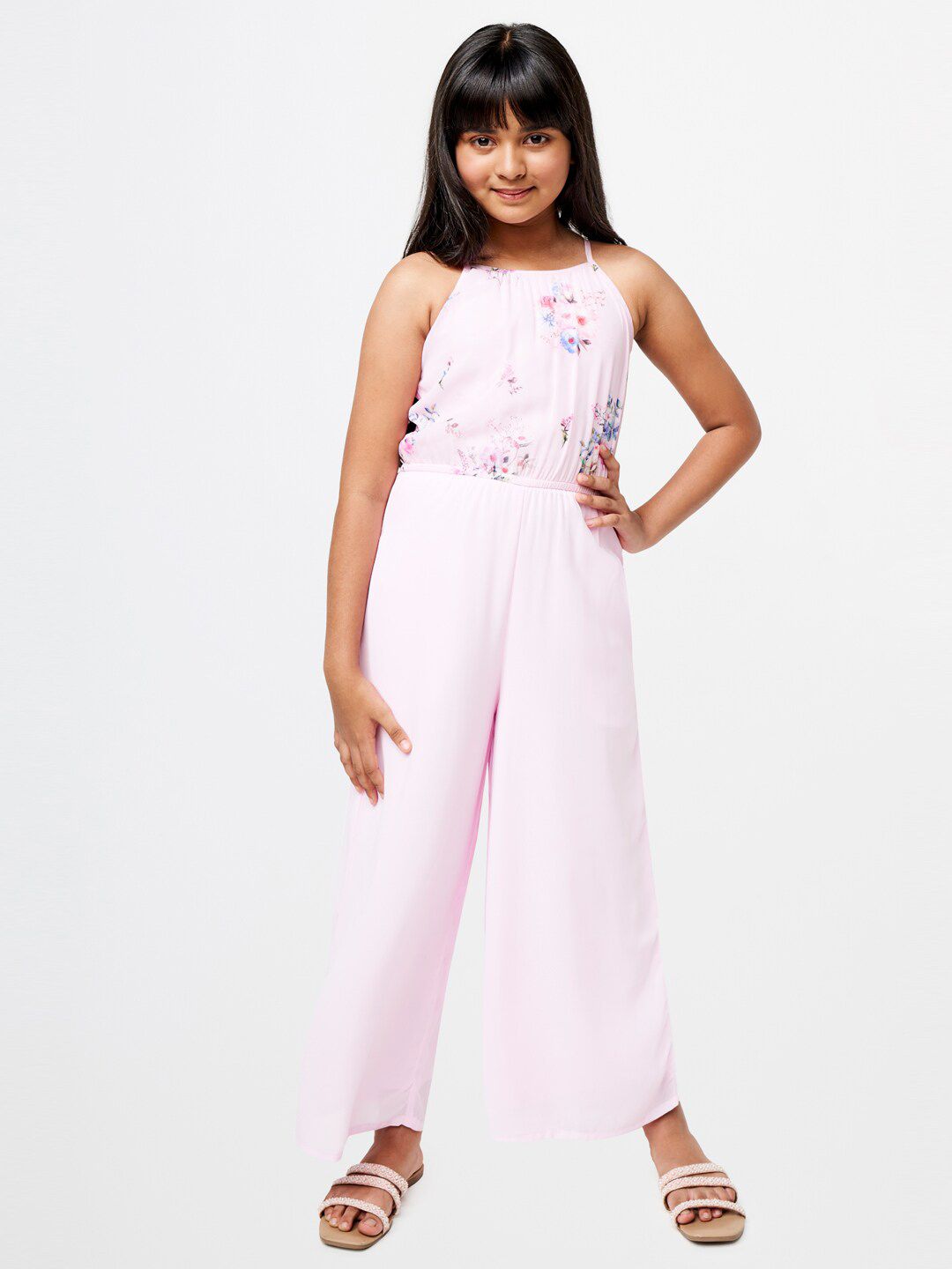 AND Girls Halter Neck Floral Printed Basic Jumpsuit