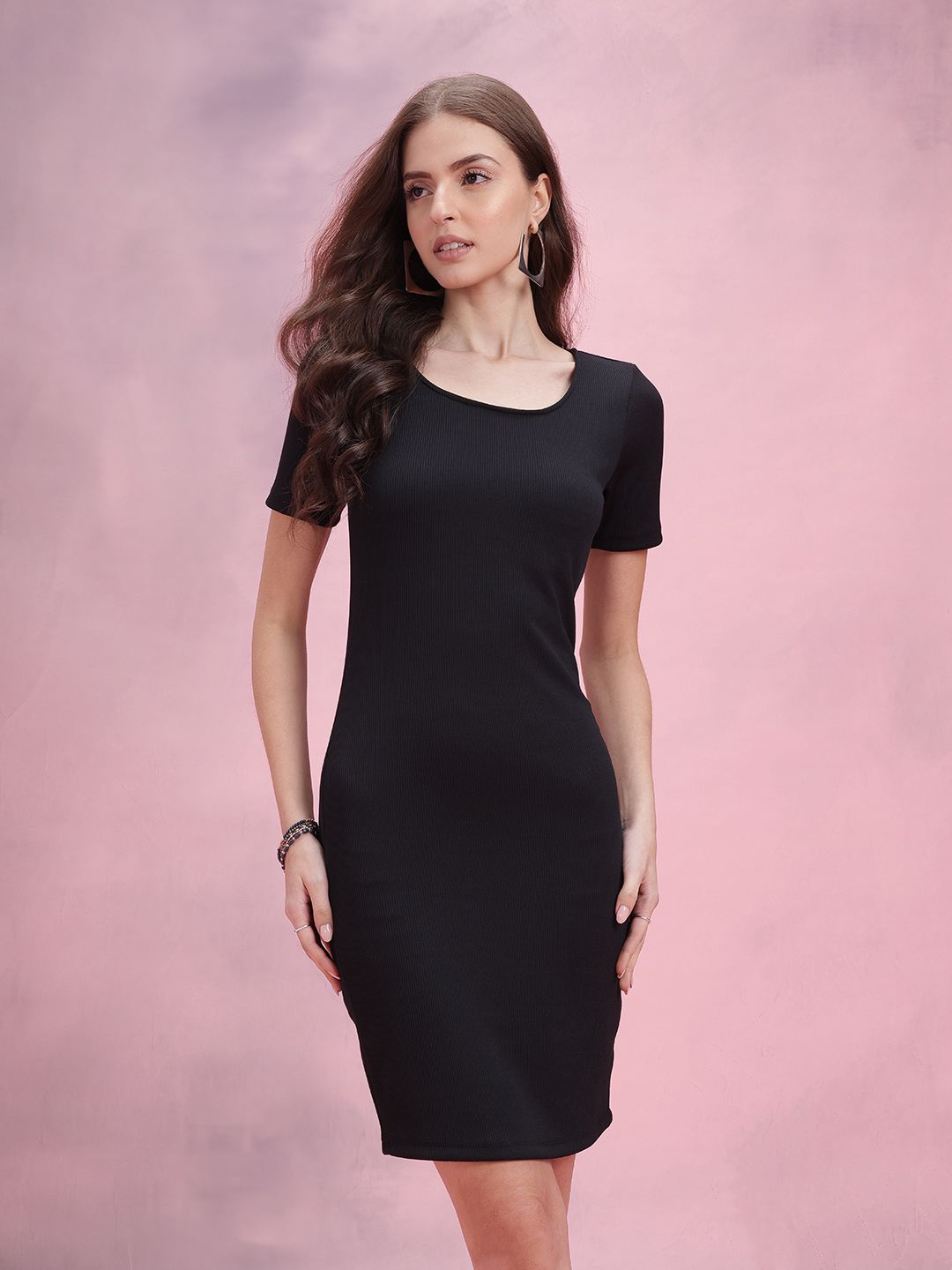 DressBerry Textured Ribbed Bodycon Dress