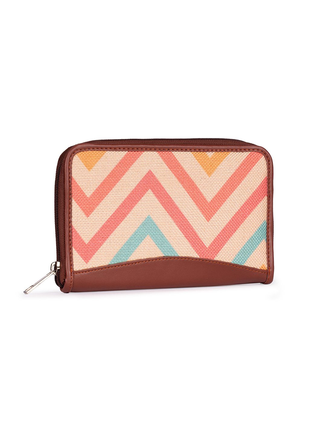 ZOUK Women Multicoloured Printed Vegan Leather Zip Around Wallet