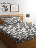 Myntra Elegant Homes White Geometric Printed Set Cadar King 300 TC 2.50 m x 2.25 m