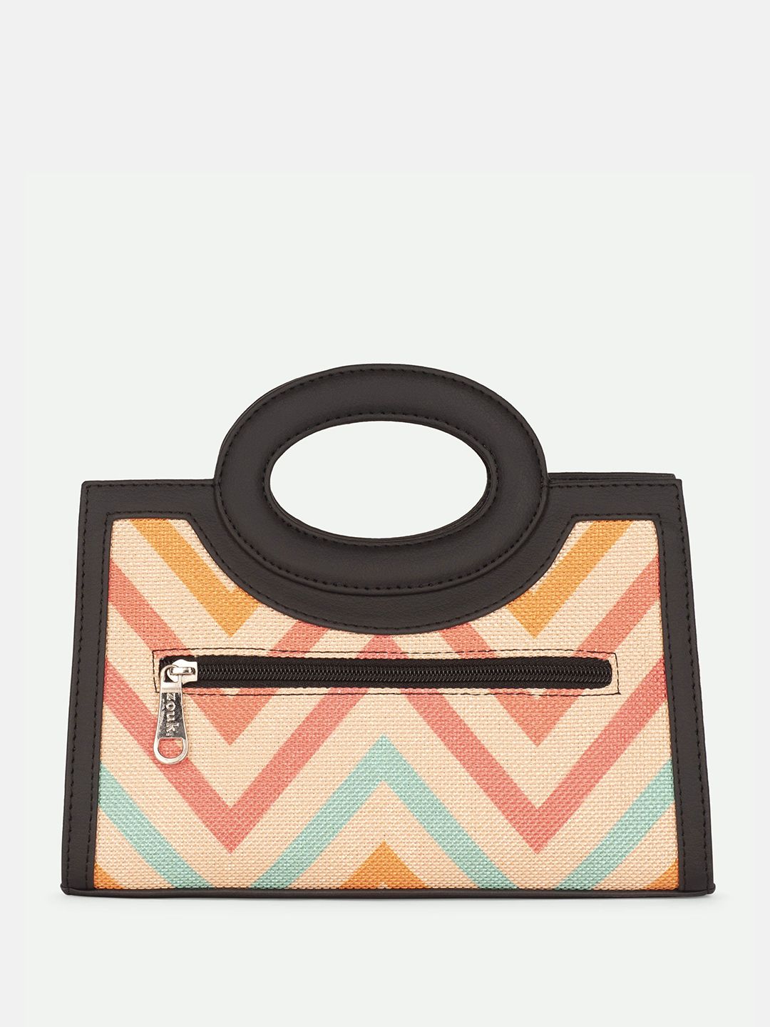 ZOUK Geometric Printed Jute Structured Sling Bag