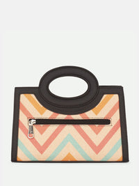 ZOUK Geometric Printed Jute Structured Sling Bag