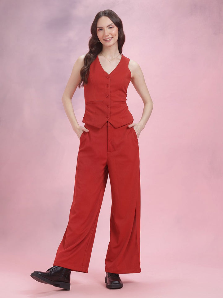 DressBerry Single-Breasted Waistcoat with Wide-Leg Trousers