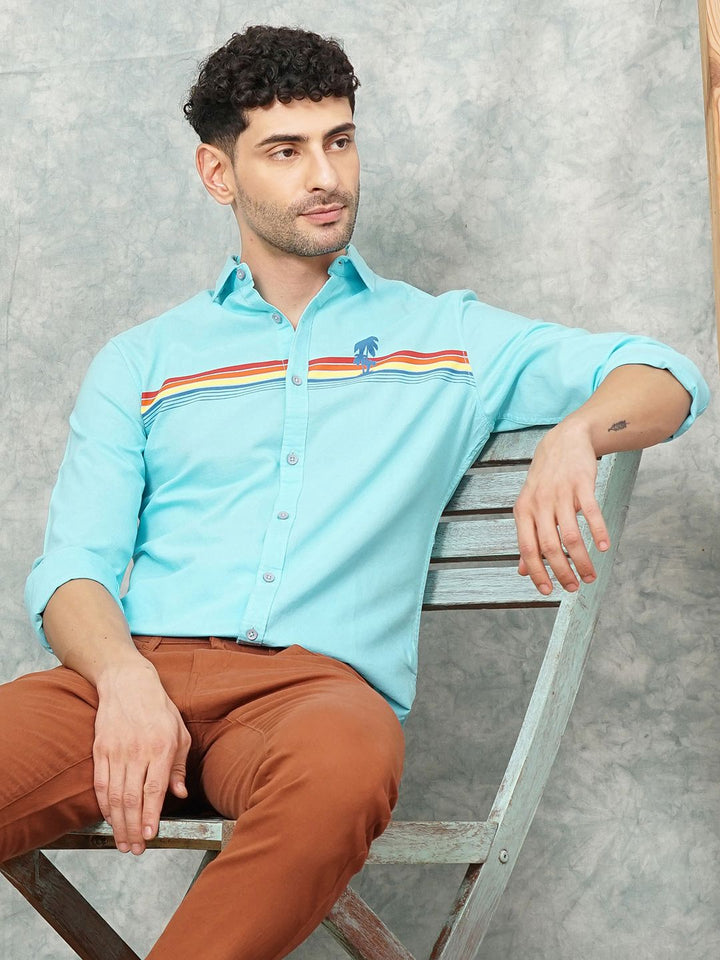 The Indian Garage Co Pure Cotton Striped Tropical Casual Shirt