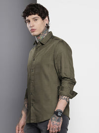 The Indian Garage Co Men Slim Fit Textured Dobby Party Shirt