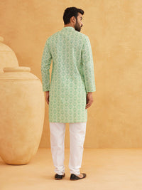 SOJANYA Ethnic Motifs Printed Band Collar Long sleeves Straight Kurta