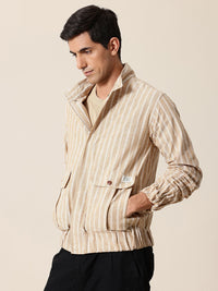 Mr Bowerbird Stand Collar Striped Bomber Jacket