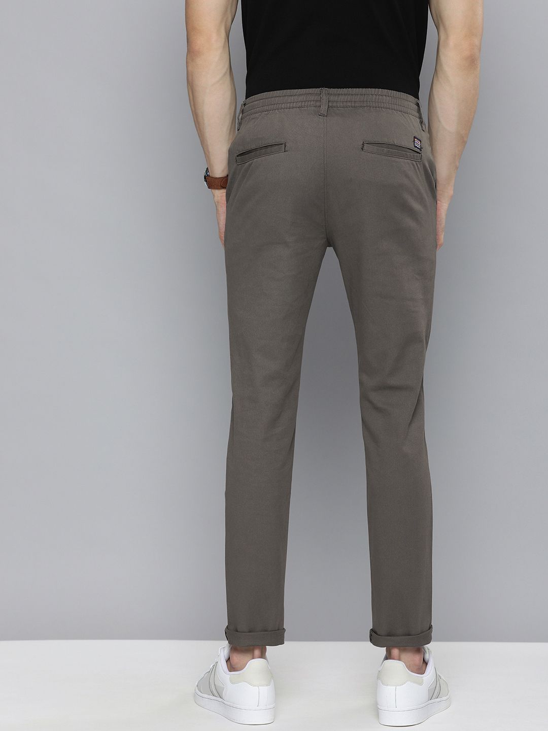 The Indian Garage Co Men Grey Slim Fit Chinos Trousers