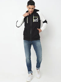 SPYKAR Colourblocked Hooded Front-Open Sweatshirt