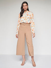 AND Floral Printed Cuffed Sleeves Shirt Style Top