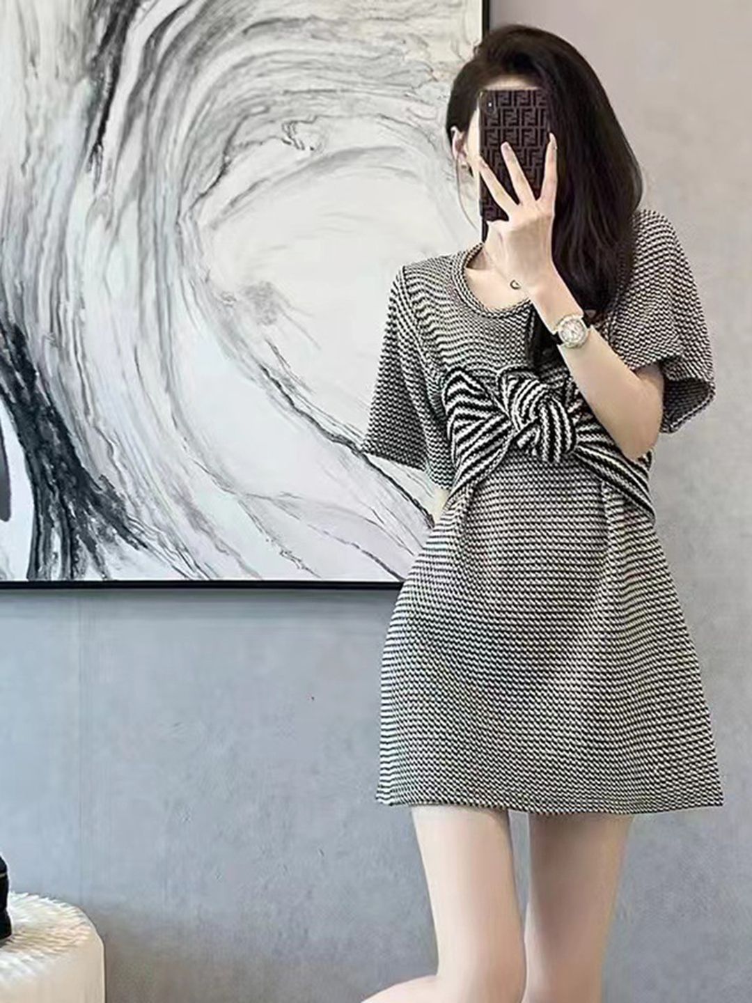 DressBerry Women Striped Flared Sleeves A-Line Dress