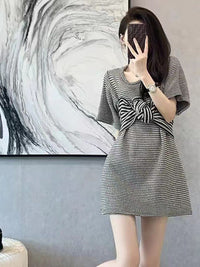 DressBerry Women Striped Flared Sleeves A-Line Dress