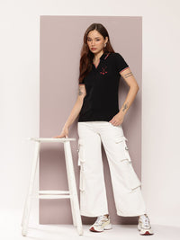 DILLINGER Women's Regular Fit Badge Embroidery Polo Tshirt