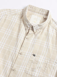 THE BEAR HOUSE Slim Fit Checked Button-Down Collar Twill Weave Pure Cotton Casual Shirt