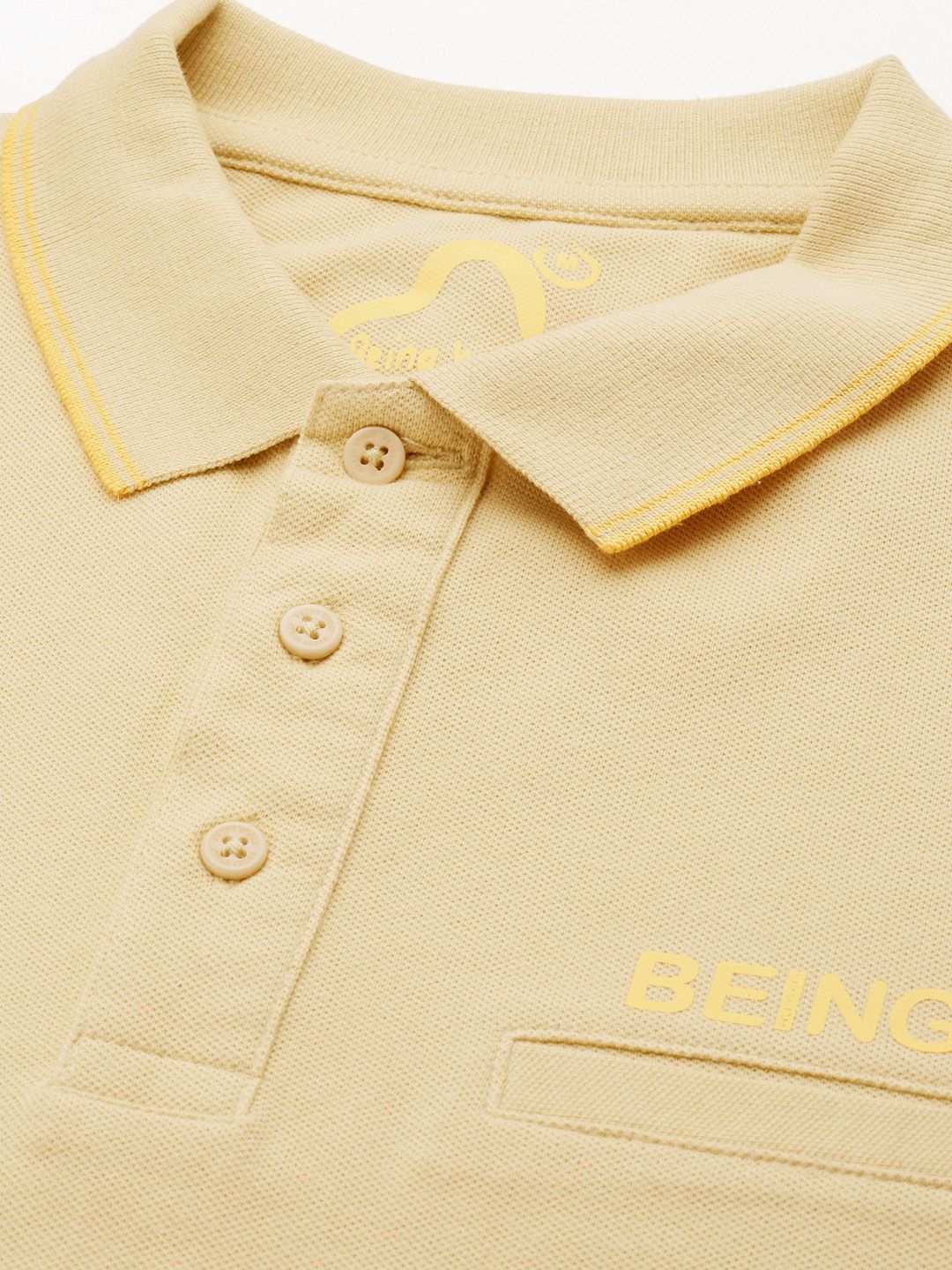 Being Human Polo Collar Pure Cotton T-shirt with Welt Pocket