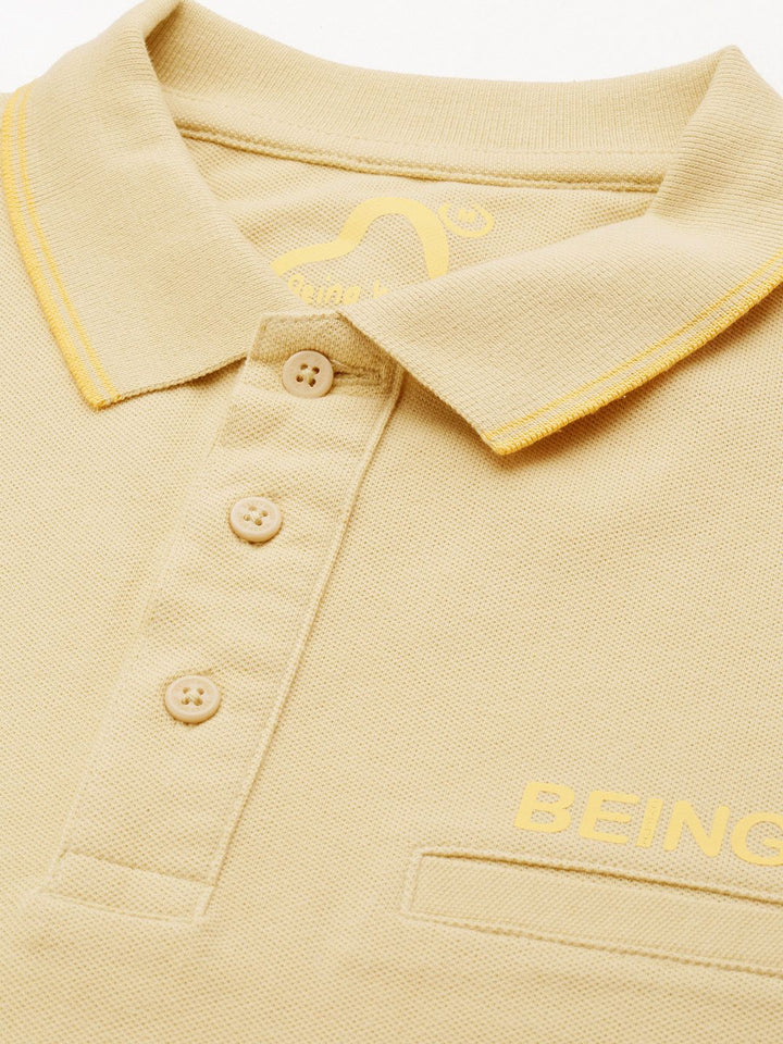 Being Human Polo Collar Pure Cotton T-shirt with Welt Pocket