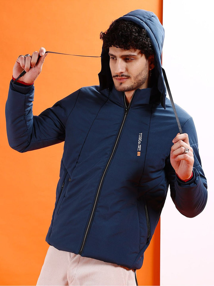The Indian Garage Co Men Colourblock Hooded Puffer Jacket