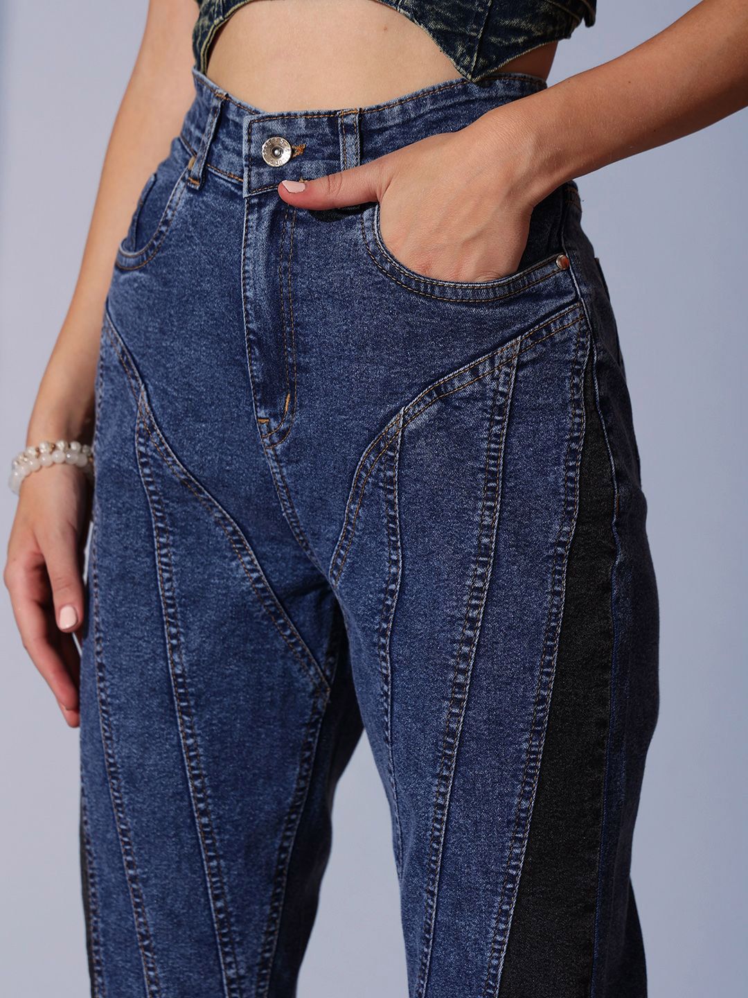 STREET 9 Women Comfort Tapered Fit High-Rise Light Fade Jeans