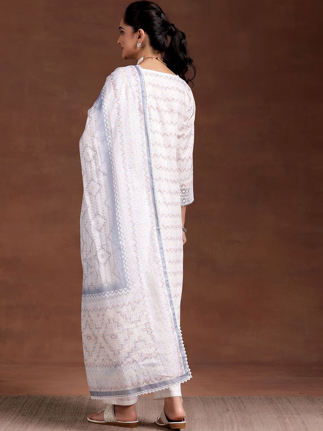 Libas Women Embroidered Regular Sequinned Kurta with Trousers & Dupatta