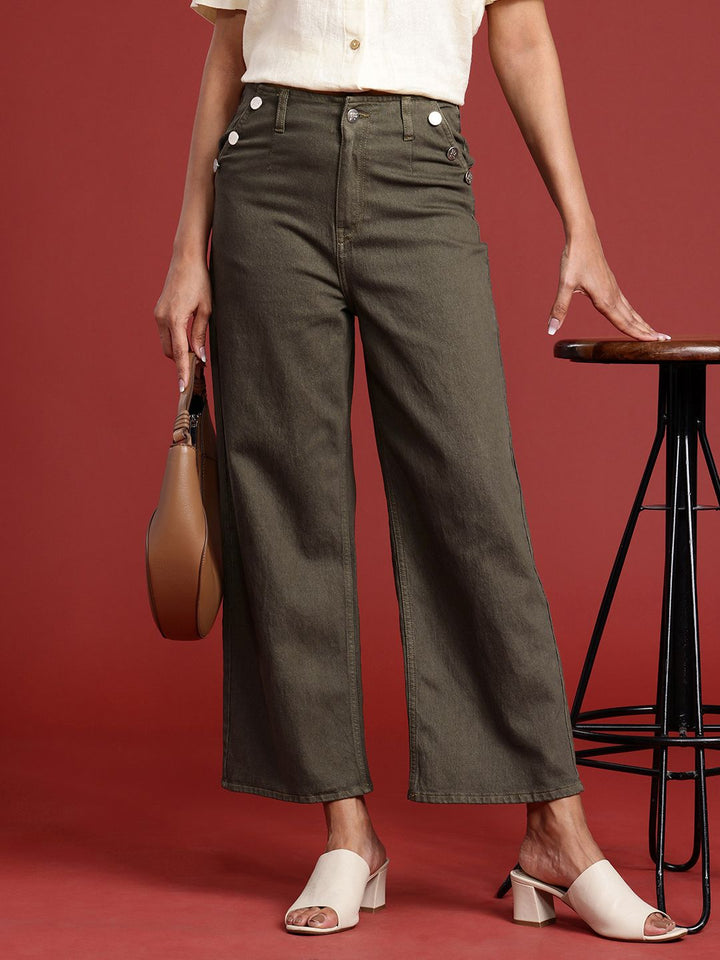 all about you Women Wide Leg High-Rise Stretchable Jeans