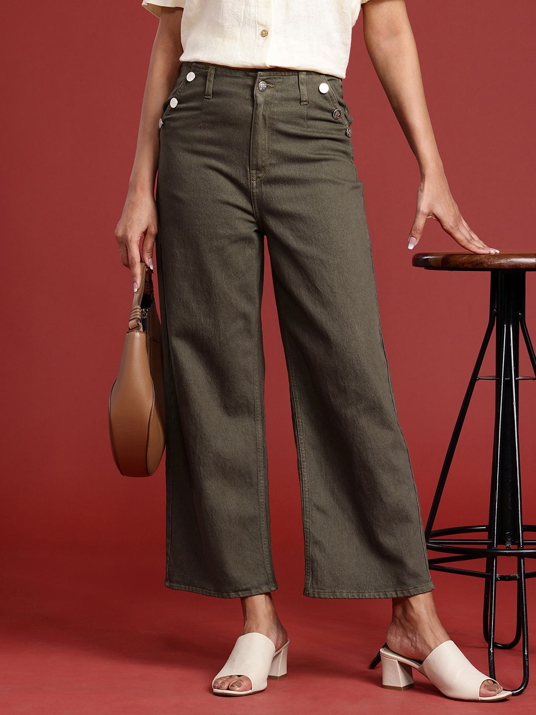all about you Women Wide Leg High-Rise Stretchable Jeans