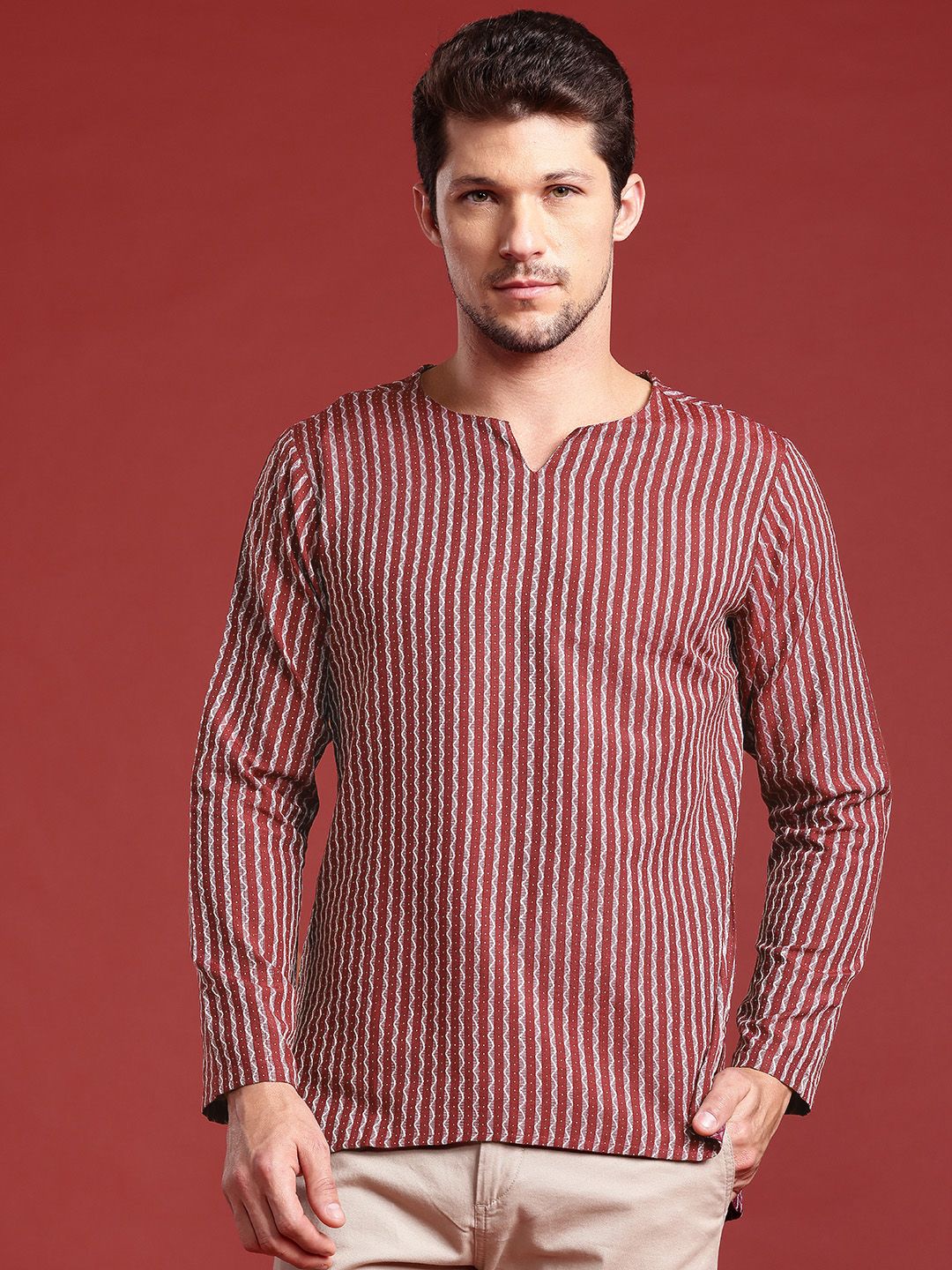 Anouk Woven Design High-Low Kurta