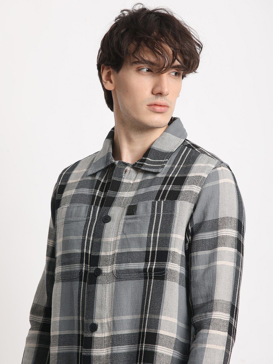 THE BEAR HOUSE Men Checked Regular Fit Cotton Shacket