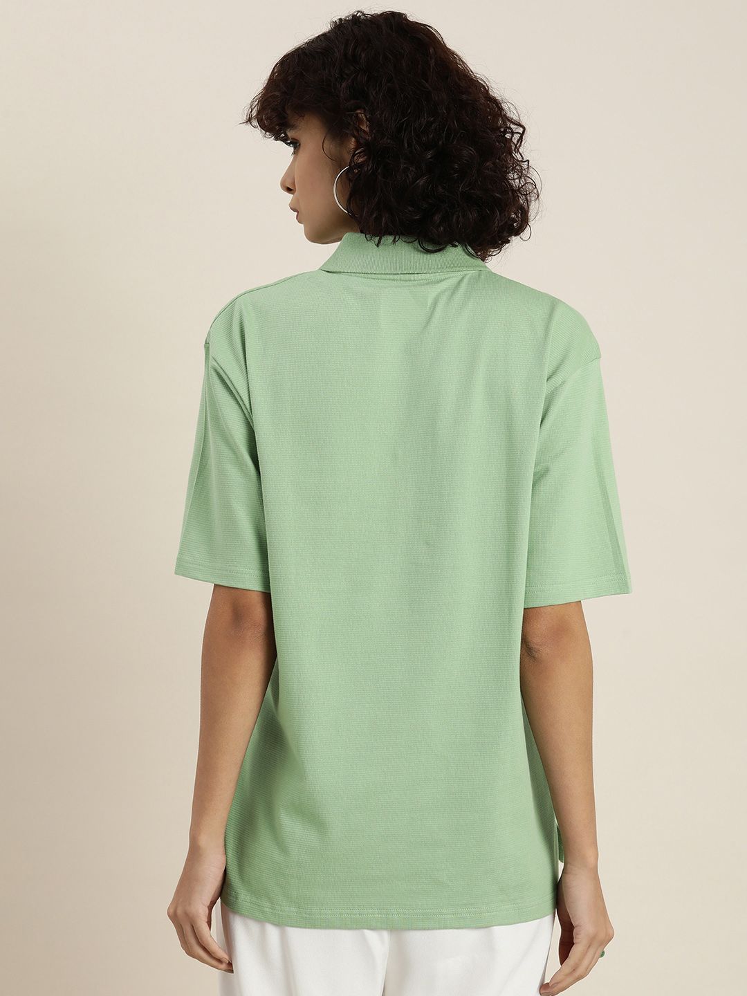 DILLINGER Womens Honeycomb Structure Oversized Polo T-shirt