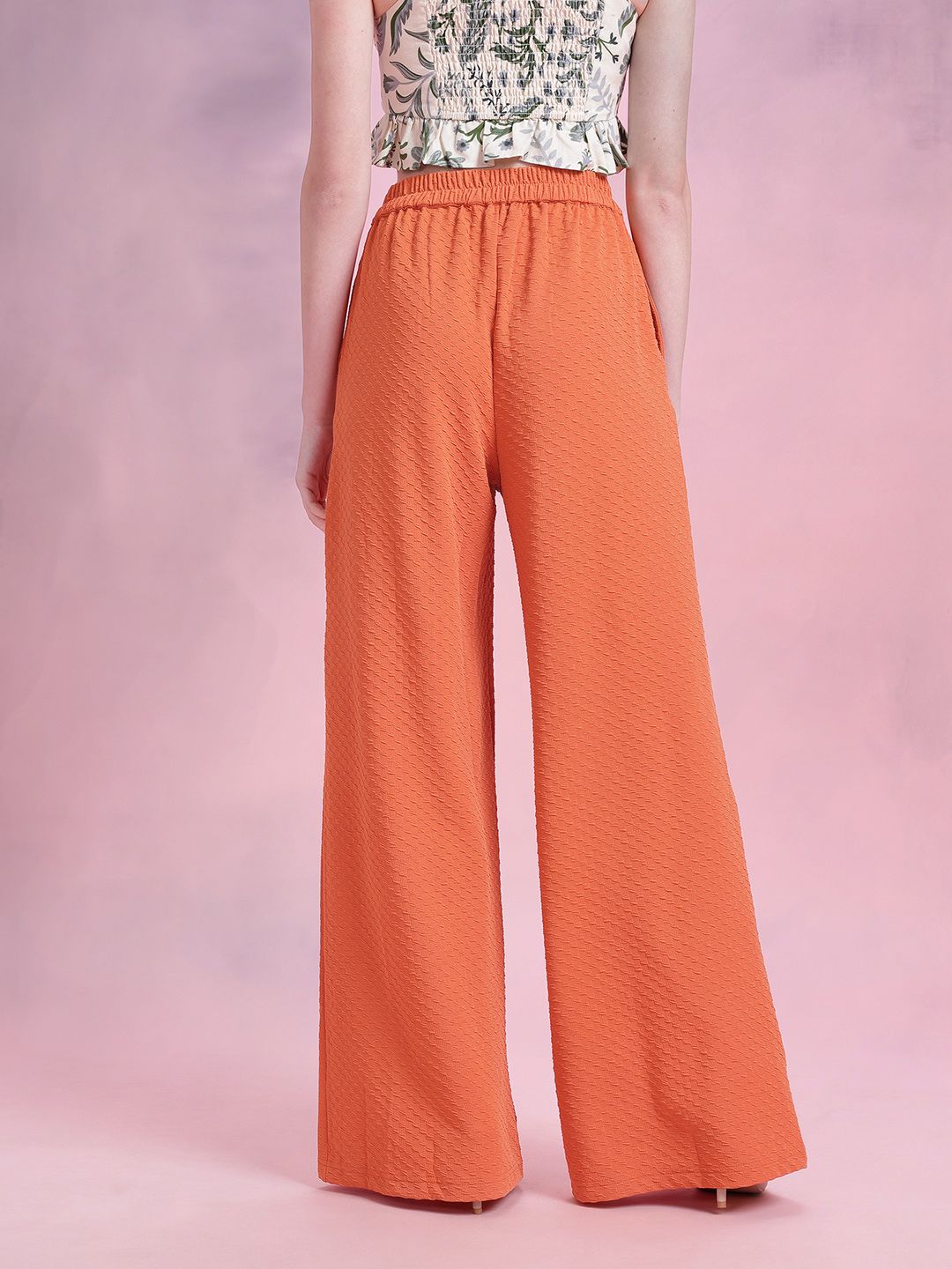 DressBerry Women Textured Wide Leg Trousers