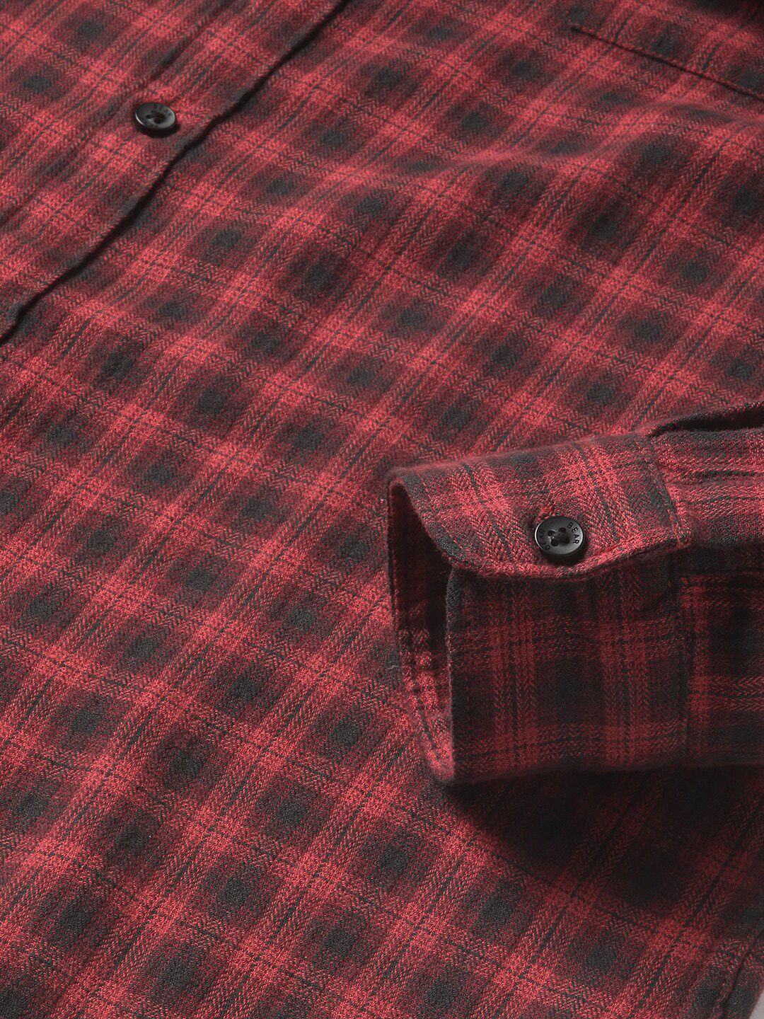 THE BEAR HOUSE Slim Fit Tartan Checks Spread Collar Pocket Cotton Casual Shirt