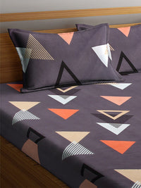 KLOTTHE Purple Geometric Polycotton 300 TC King Halus Cadar dengan 2 Sarung Bantal-98 x 87 inci
