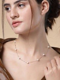 PRIONI Kalung Manik Perak 925 Sterling Bersalut Emas Mawar