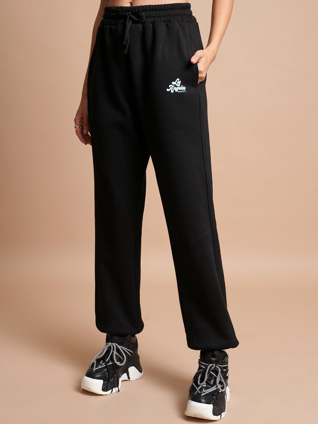 Tokyo Talkies Women Black Relaxed Fit Track Pants