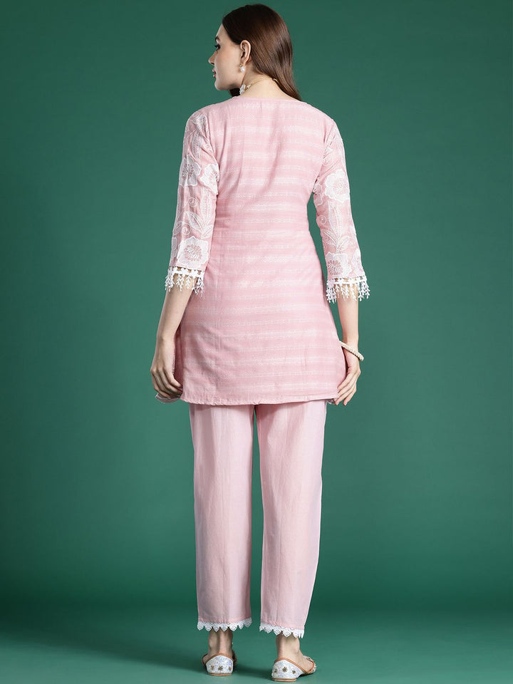 Indo Era Floral Embroidered Pure Cotton Co-Ords