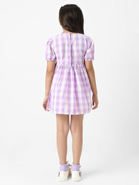 Nauti Nati Checked Puff Sleeve Fit & Flare Dress