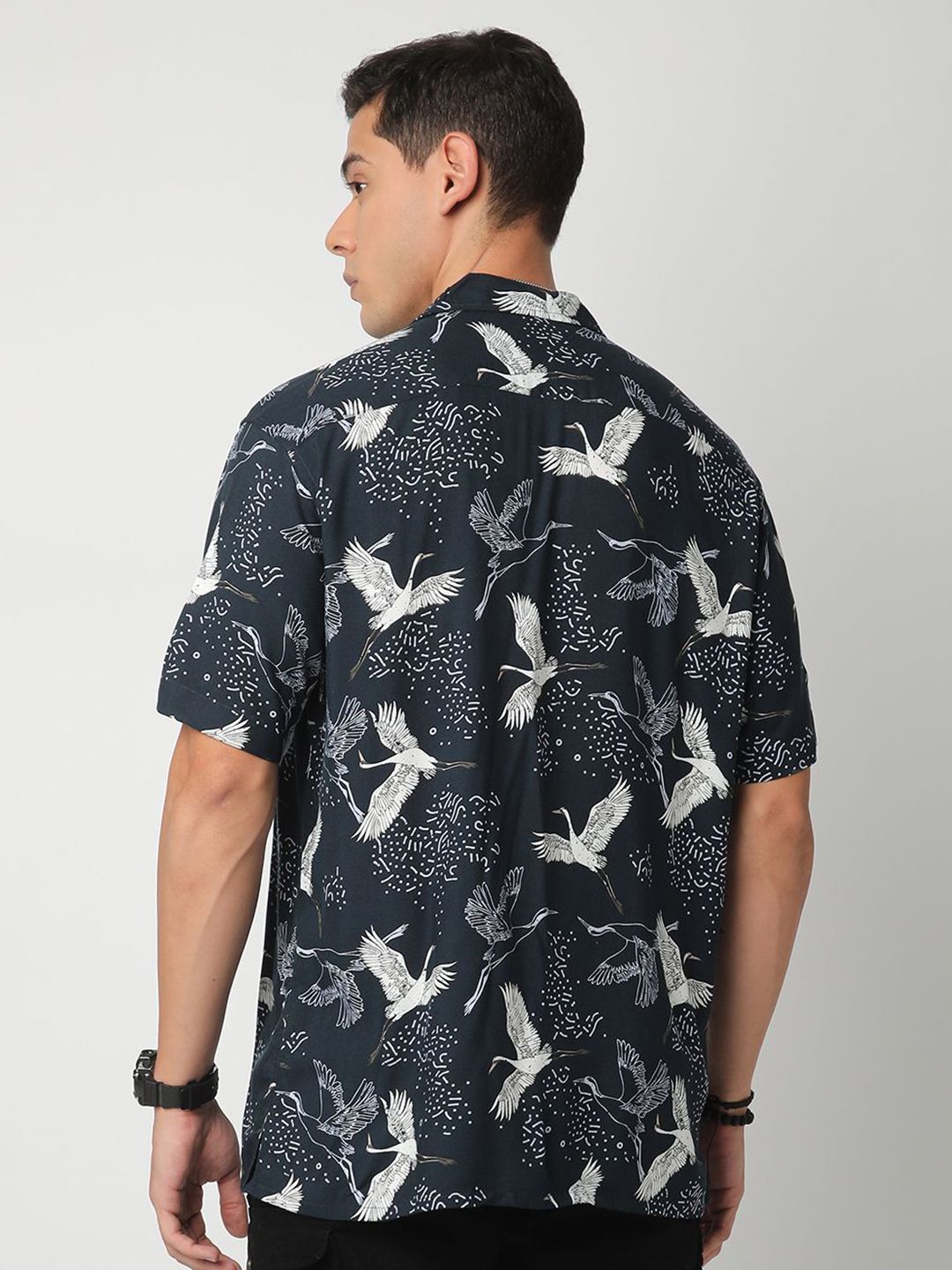 VASTRADO Men Classic Cuban Collar Floral Printed Oversized Casual Shirt