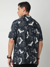 VASTRADO Men Classic Cuban Collar Floral Printed Oversized Casual Shirt