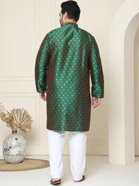 SOJANYA PLUS Ethnic Motifs Band Collar Straight Kurta With Pajamas