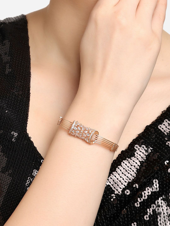 Set Mutiara Zaveri 2 Gelang Kada Cubic Zirconia Bersalut Emas Rose