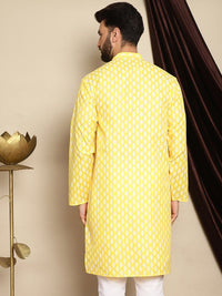 Anouk Yellow Ethnic Motifs Printed Band Collar Kurta