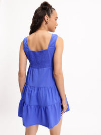 DressBerry Cosmic Cobalt Tiered Treat Mini Dress