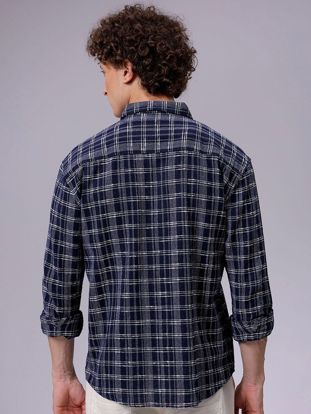 The Indian Garage Co Men Relaxed Fit Textured Checked Resortwear Shirt