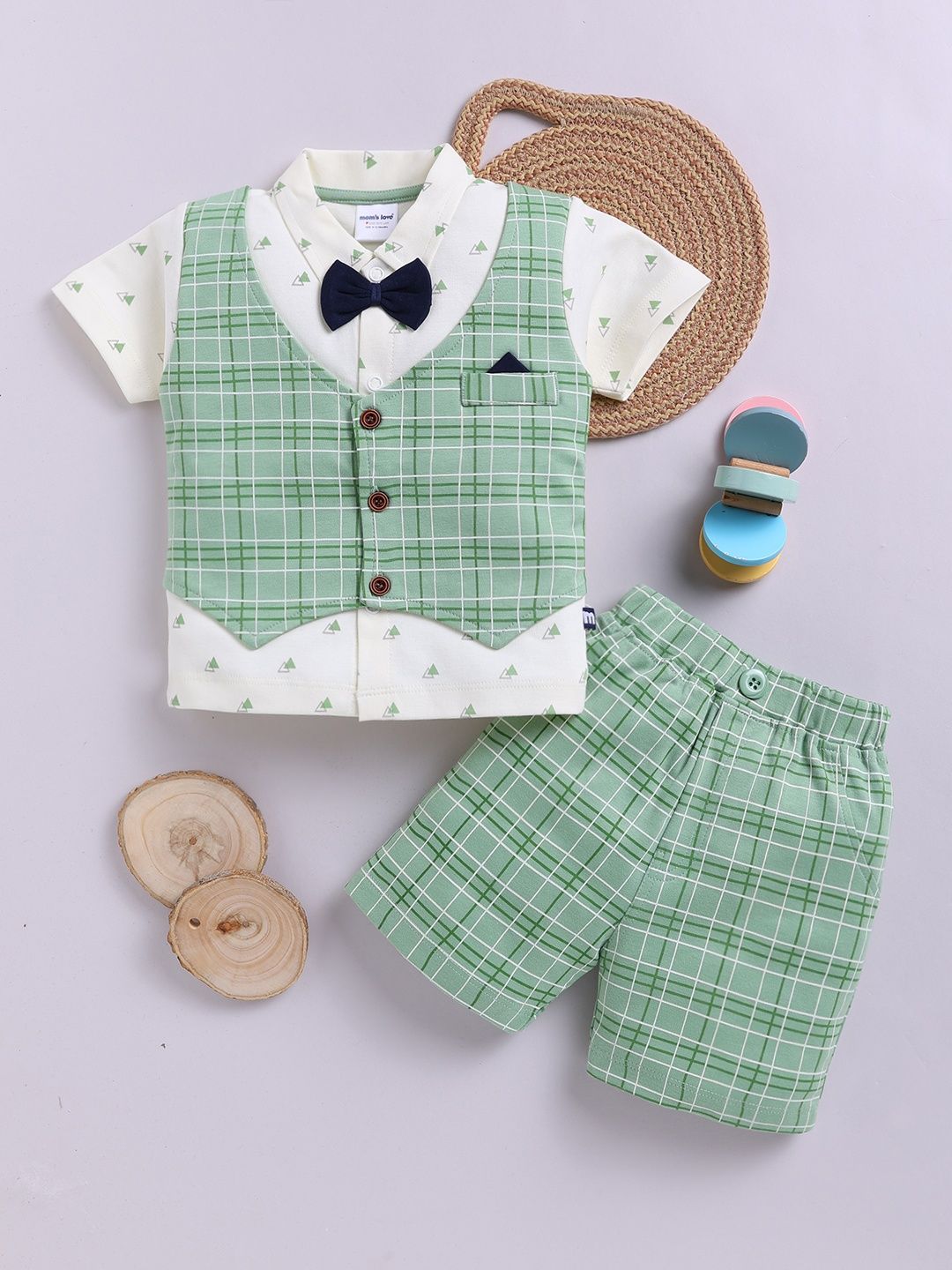 Moms Love Infant Boys Printed Pure Cotton Clothing Set