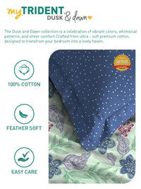 MYTRIDENT Glitter Blue Dusk & Dawn Flat 144TC Queen Cotton 1 Bedsheet with 2 Pillow Covers