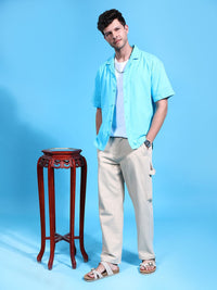 The Indian Garage Co Men Cuban Collar Relaxed Fit Pure Cotton Resortwear Shirt
