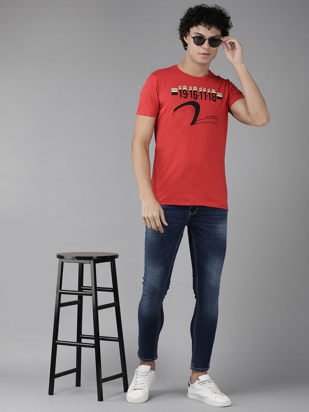 SPYKAR Men Varsity Printed Slim Fit Round Neck T-shirt