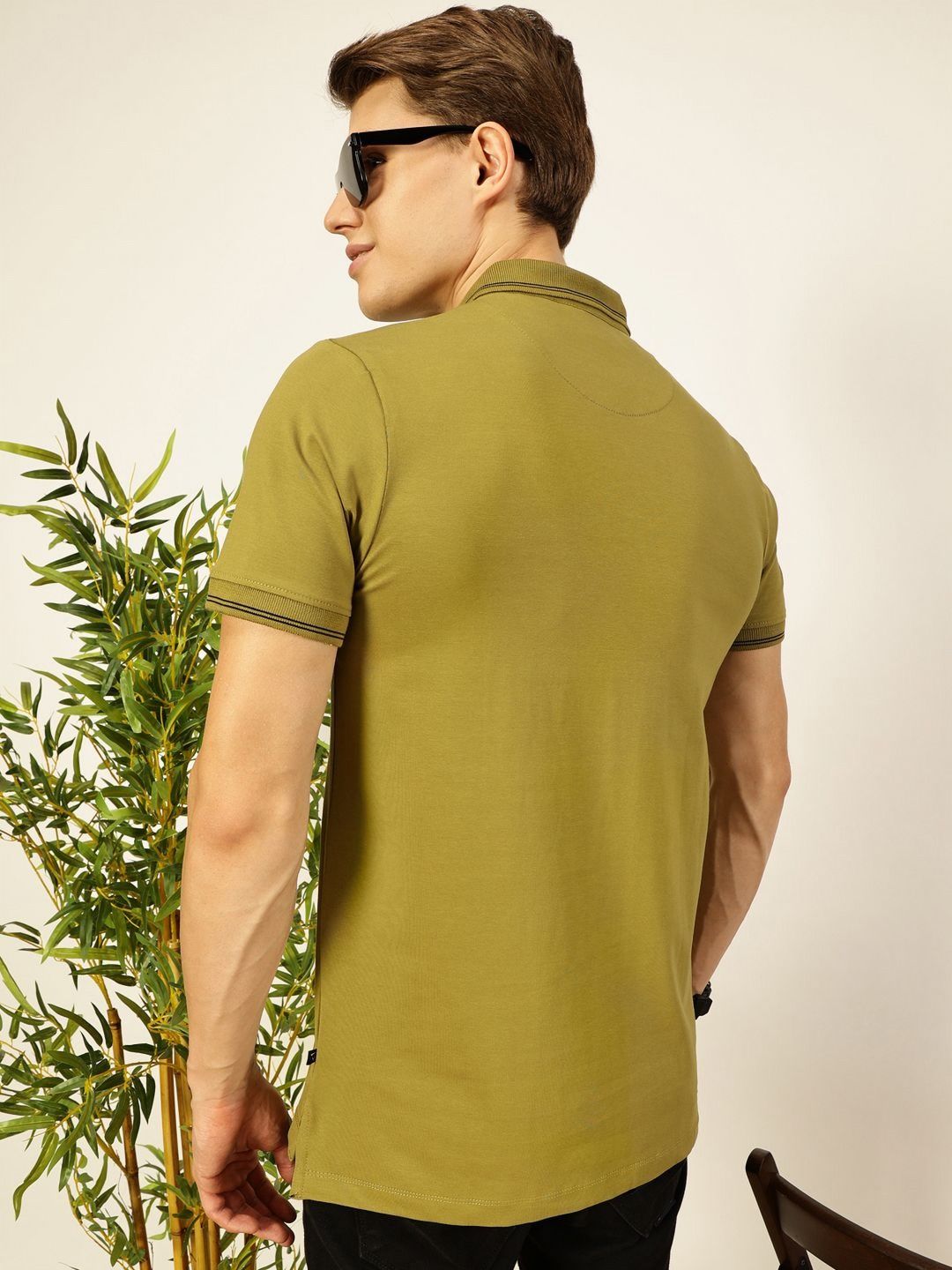 Thomas Scott Men Solid Polo Collar Cotton T-shirt