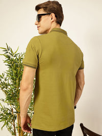 Thomas Scott Men Solid Polo Collar Cotton T-shirt
