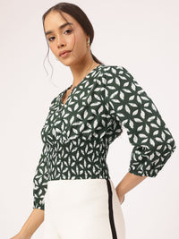 DressBerry Prints Wrap-Style Smocked Blouson Top