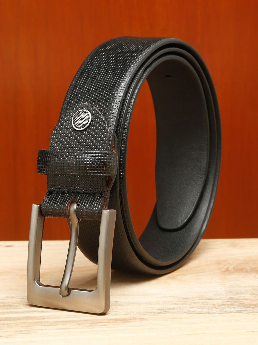 Teakwood Leathers Men Textured Leather Belt